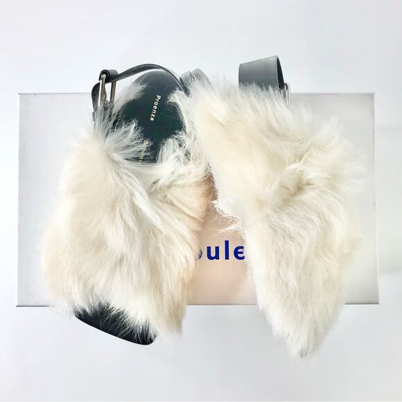NIB Proenza Schouler Square Shearling Cream Lamb Fur Sandals Women’ 36 Shoes - Picture 1 of 11